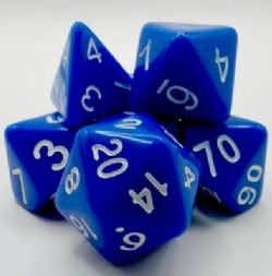 ENSEMBLE DE DÉS POLYÉDRIQUES – OPAQUE – BLEU AVEC CHIFFRES BLANCS